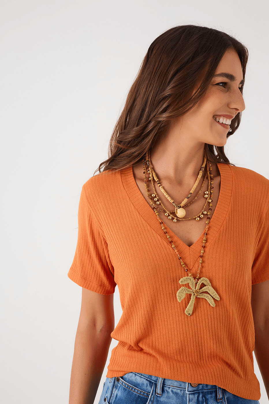 Orange Samba V Neck Short Sleeve T-Shirt