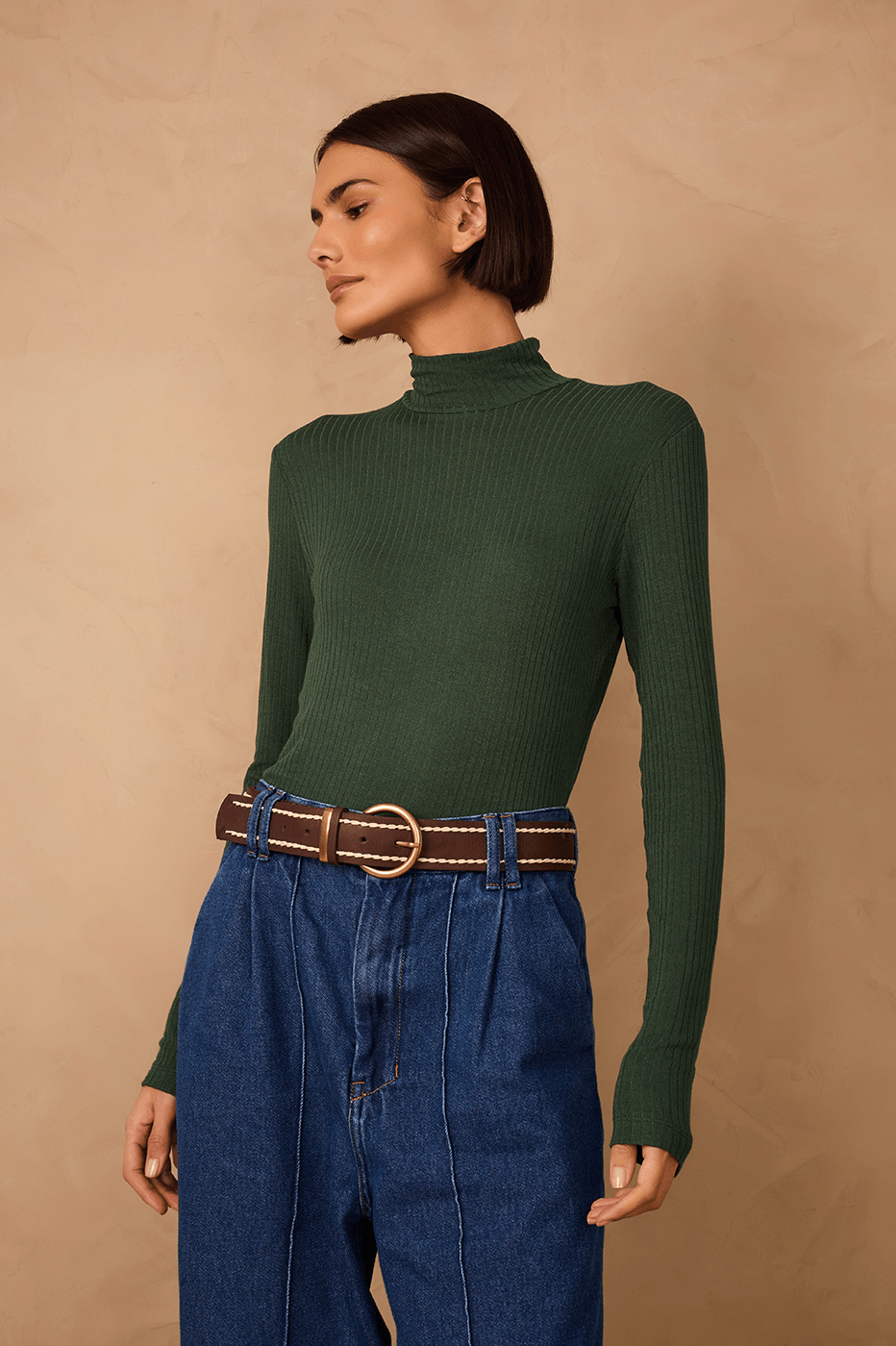 Turtleneck Ribbed Top