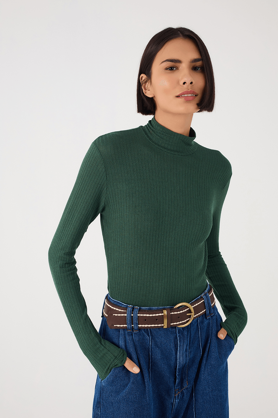 Turtleneck Ribbed Top
