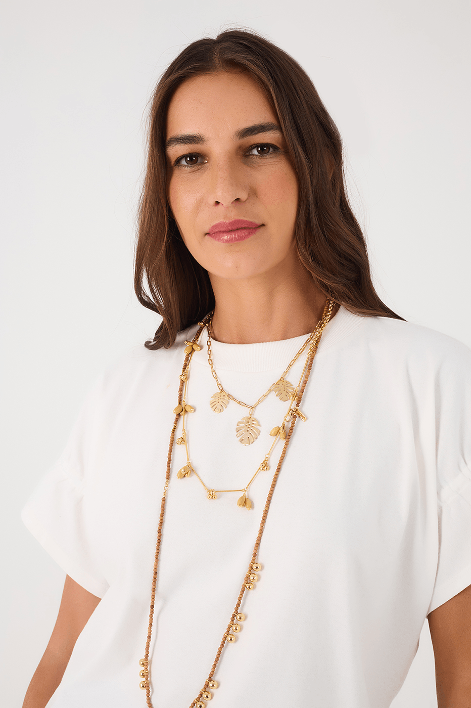 Off-White Crew Neck Ruched Sleeve T-Shirt