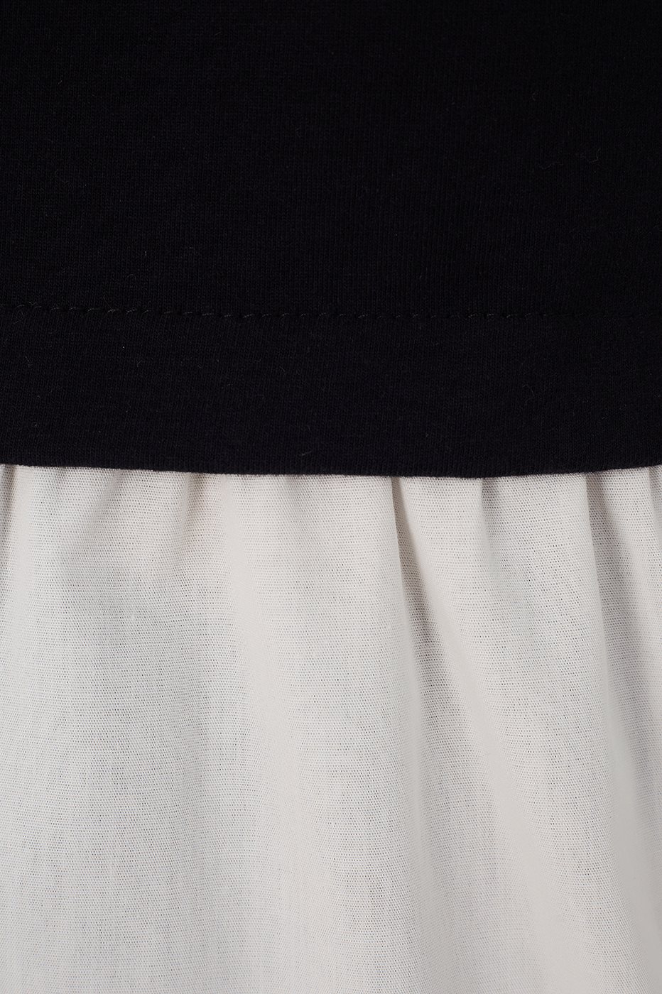 Black And Off-White Crew Neck Short Sleeve Peplum T-Shirt