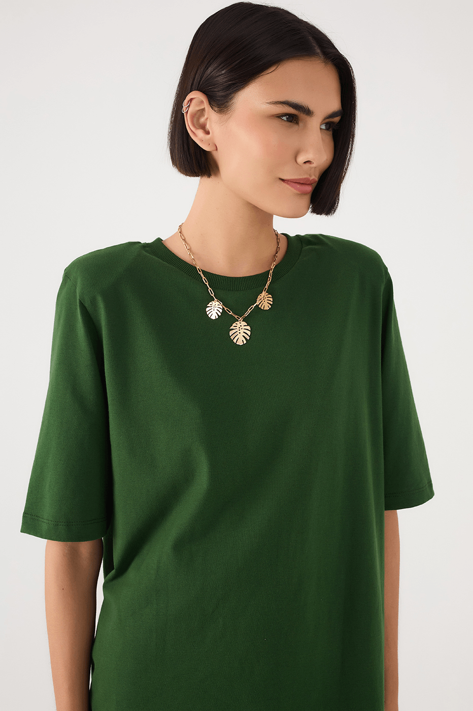Green Botanico Padded Shoulders T-Shirt