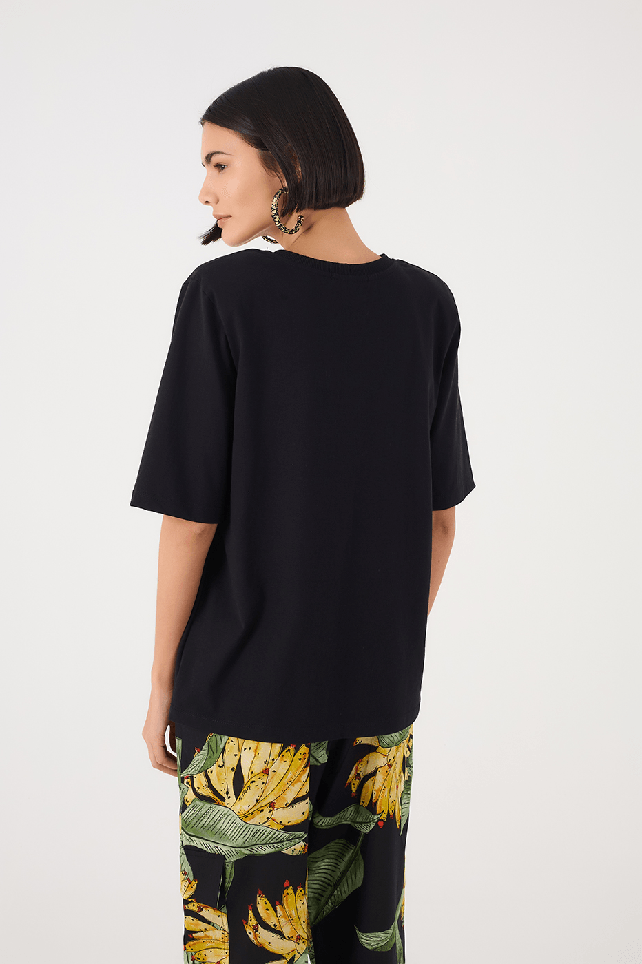 Black Padded Shoulders T-Shirt
