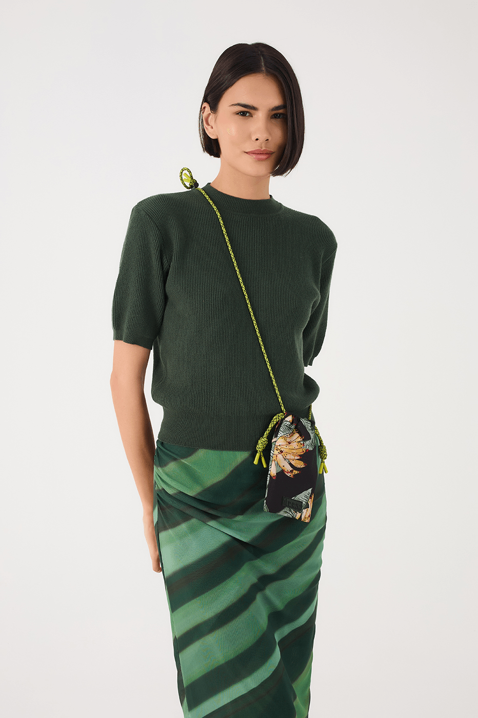 Off-White Short Sleeve Crew Neck Tricot Blouse