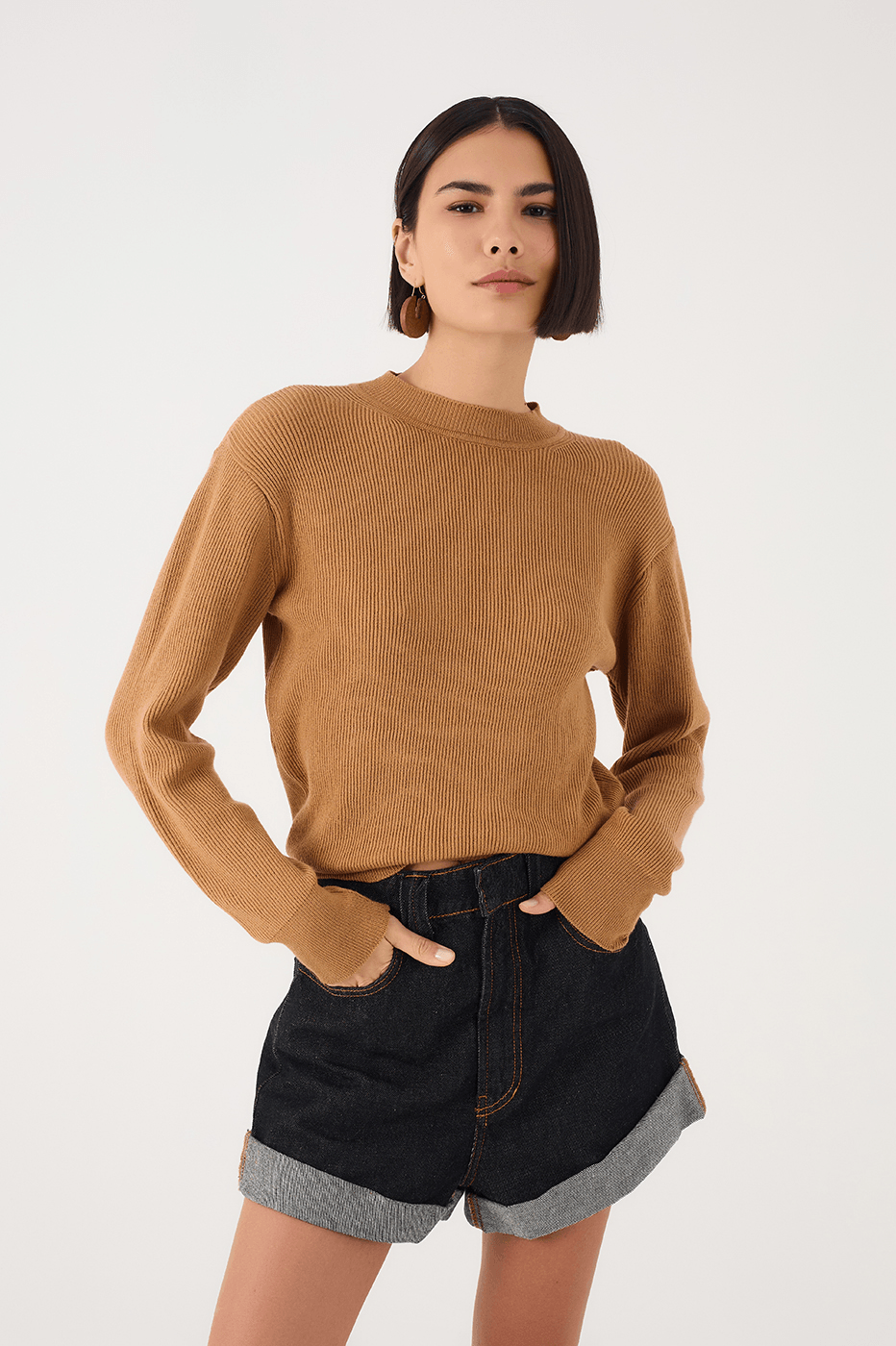 Beige Leme Crew Neck Tricot Sweater
