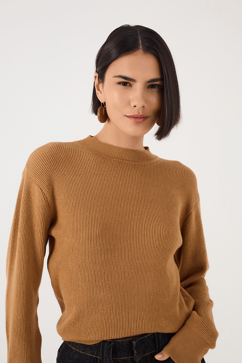 Beige Leme Crew Neck Tricot Sweater