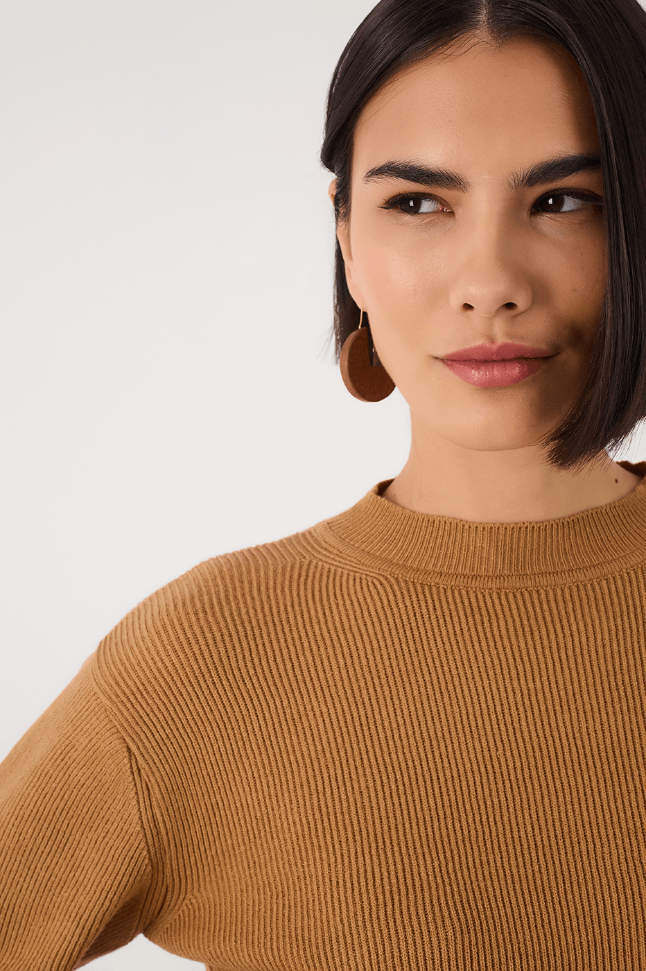 Beige Leme Crew Neck Tricot Sweater