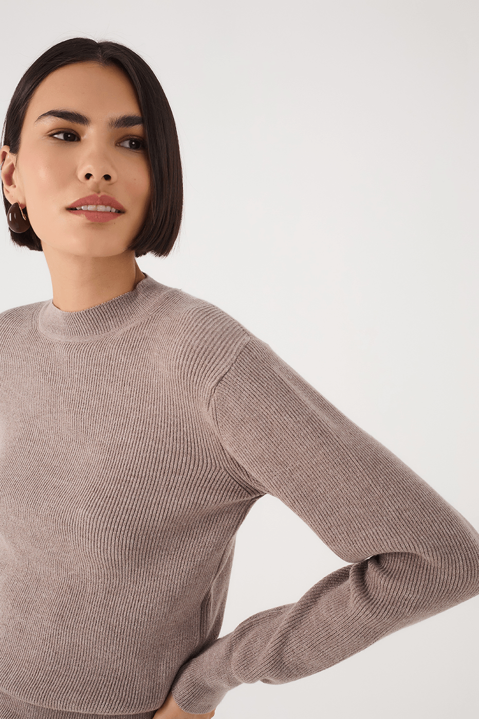 Gray Crew Neck Tricot Sweater
