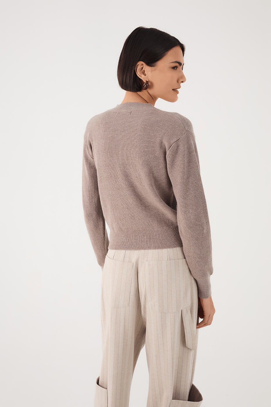Gray Crew Neck Tricot Sweater