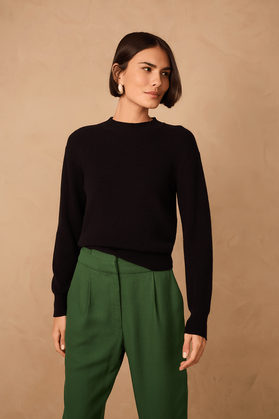 Black Crew Neck Tricot Sweater