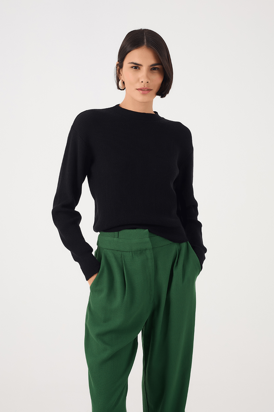 Black Crew Neck Tricot Sweater