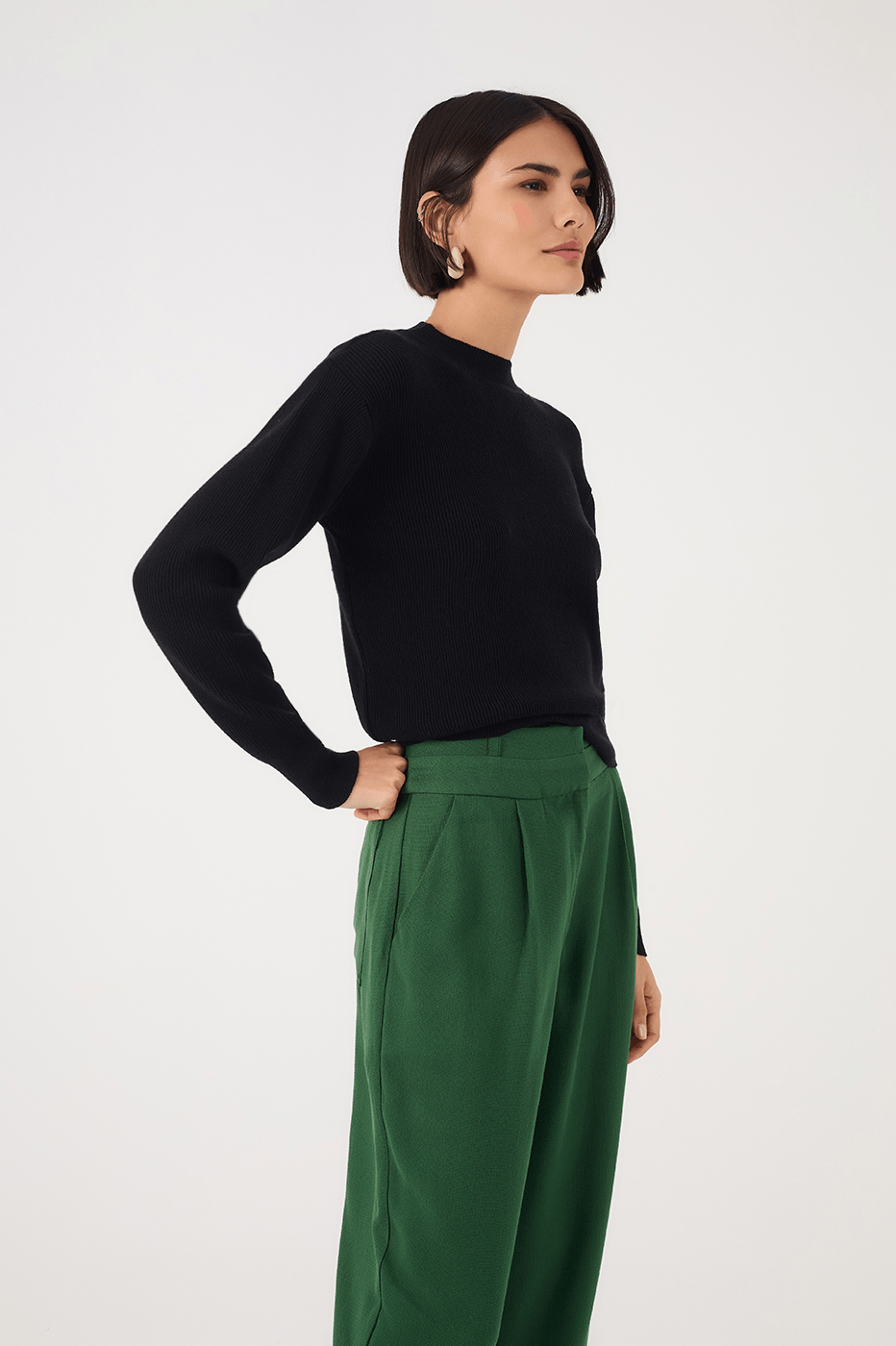 Black Crew Neck Tricot Sweater