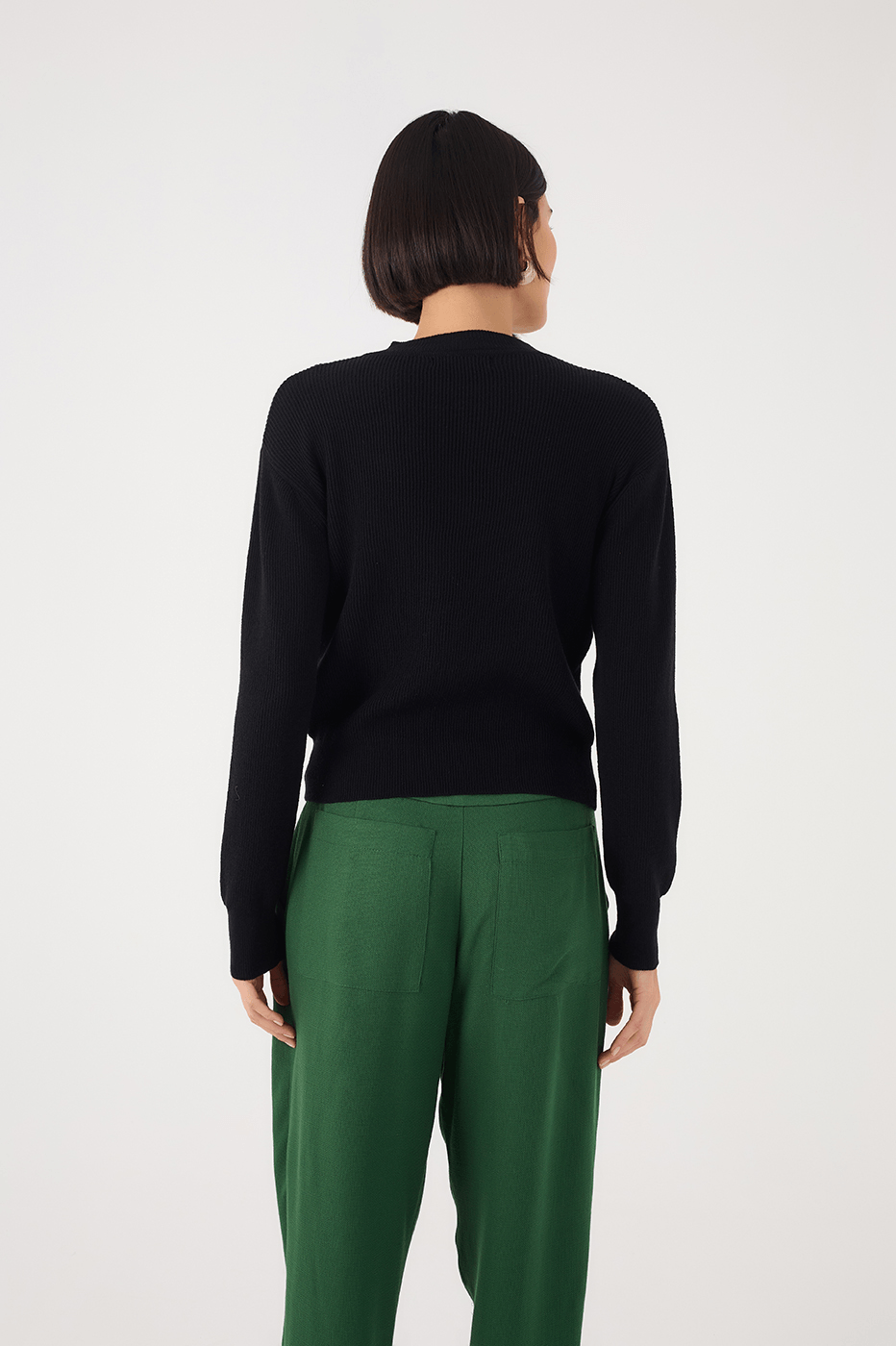 Black Crew Neck Tricot Sweater
