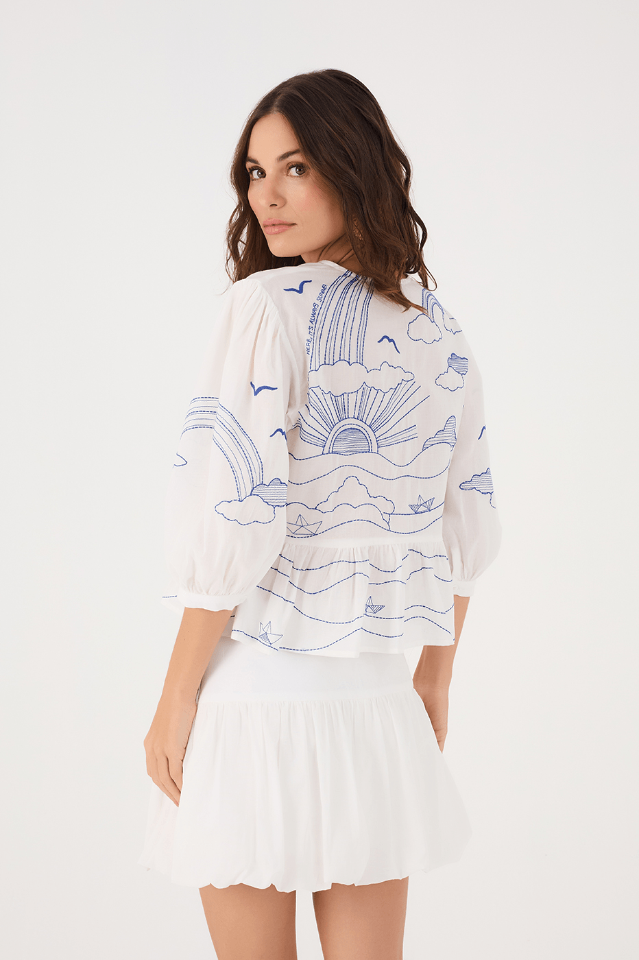 Embroidered Voile Gown