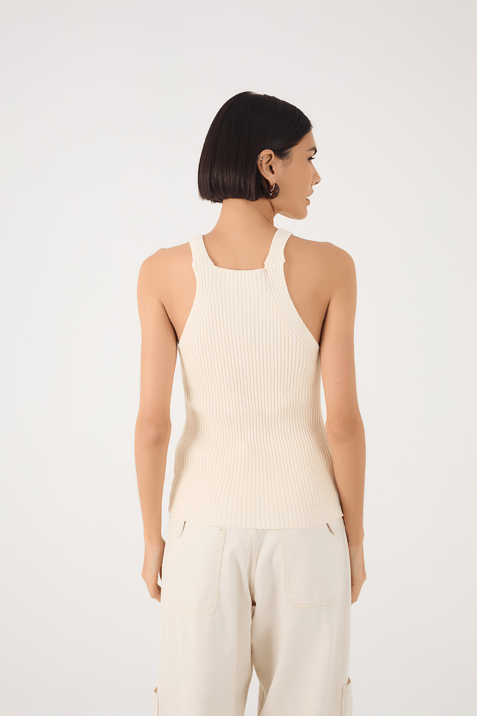 Off-White Sleeveless Trico Tank Top