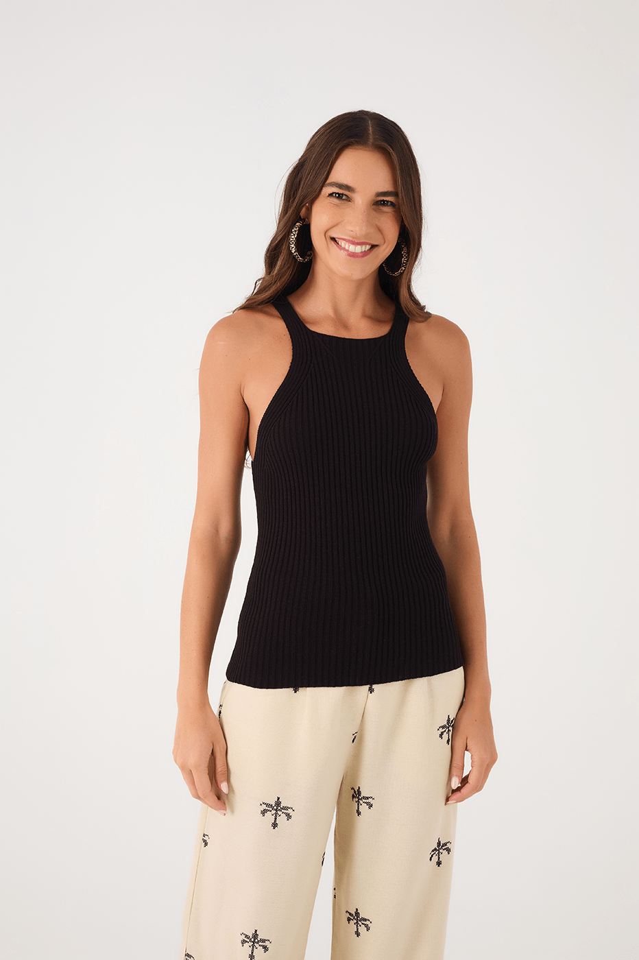 Black Sleeveless Trico Tank Top