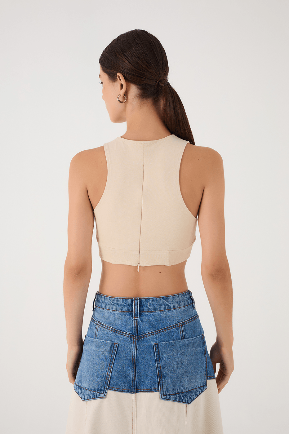 Off-White Sleeveless Corset Crop Top