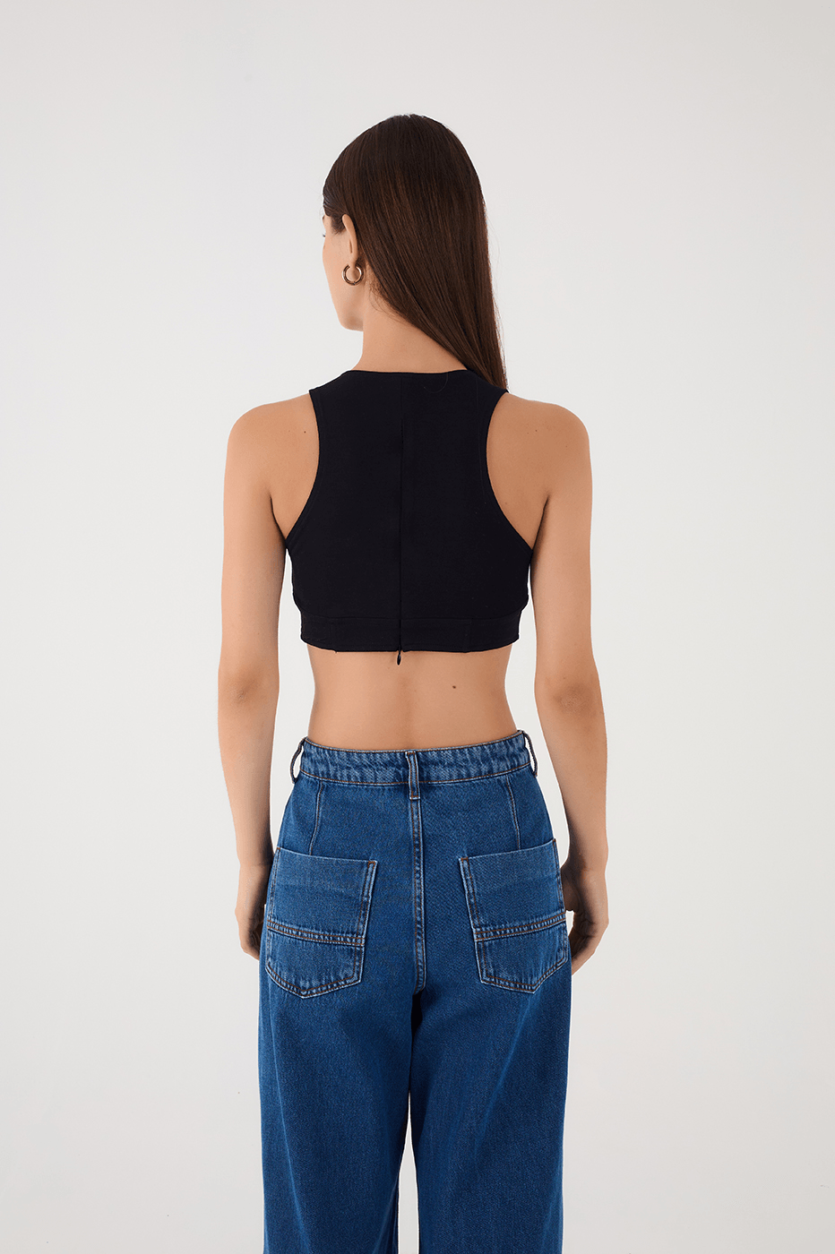 Black Sleeveless Corset Crop Top
