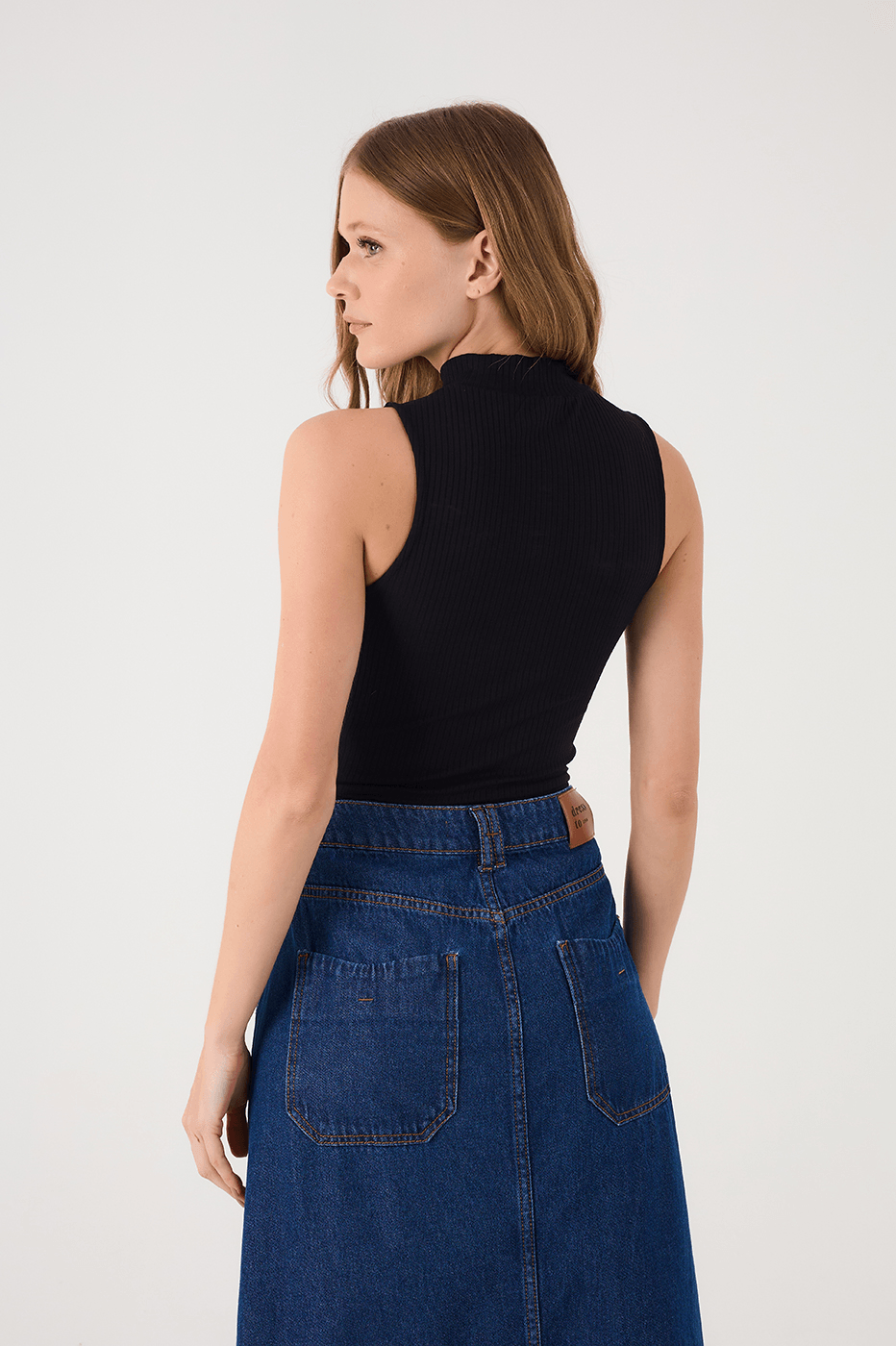 Black High Neck Sleeveless Blouse