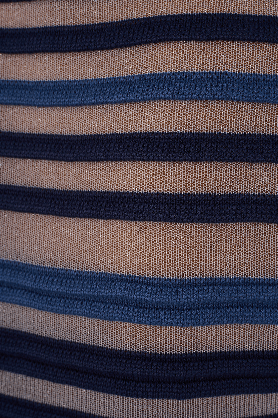 Blue Stripes Joa Ribbing Sleeveless Tricot Blouse