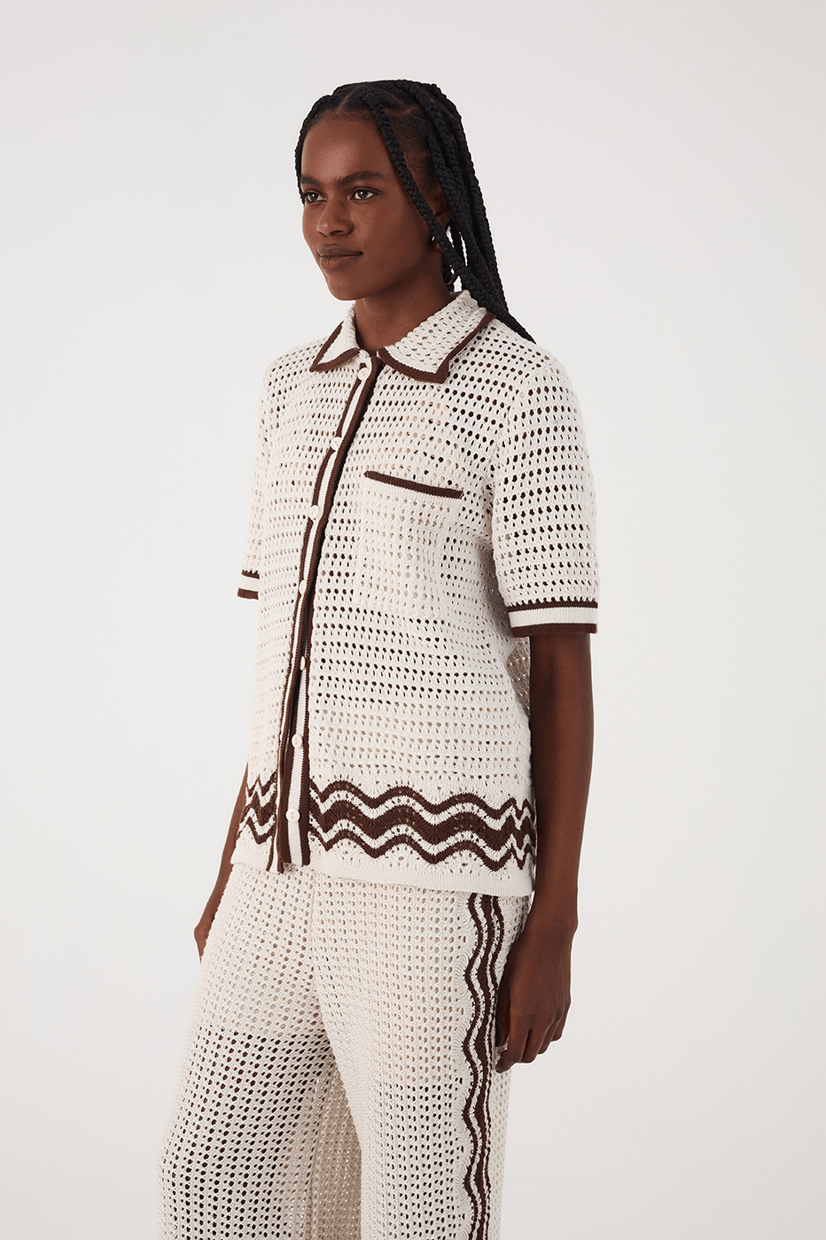 Beige Grao Collared Buttoned Tricot Shirt