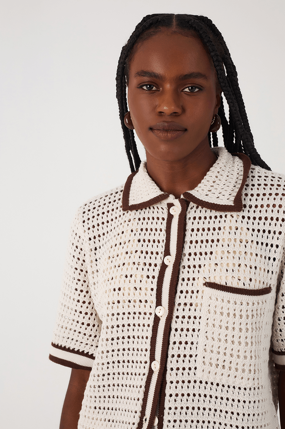 Beige Grao Collared Buttoned Tricot Shirt