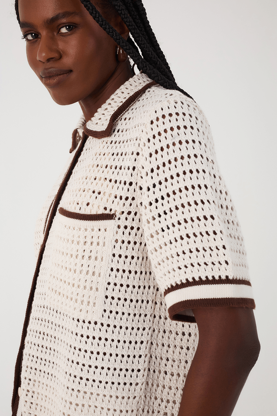 Beige Grao Collared Buttoned Tricot Shirt