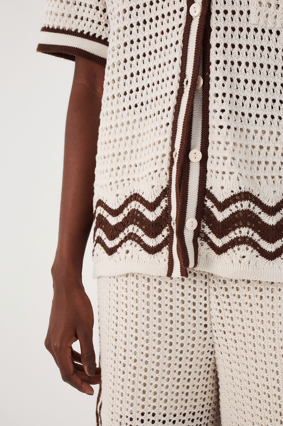 Beige Grao Collared Buttoned Tricot Shirt