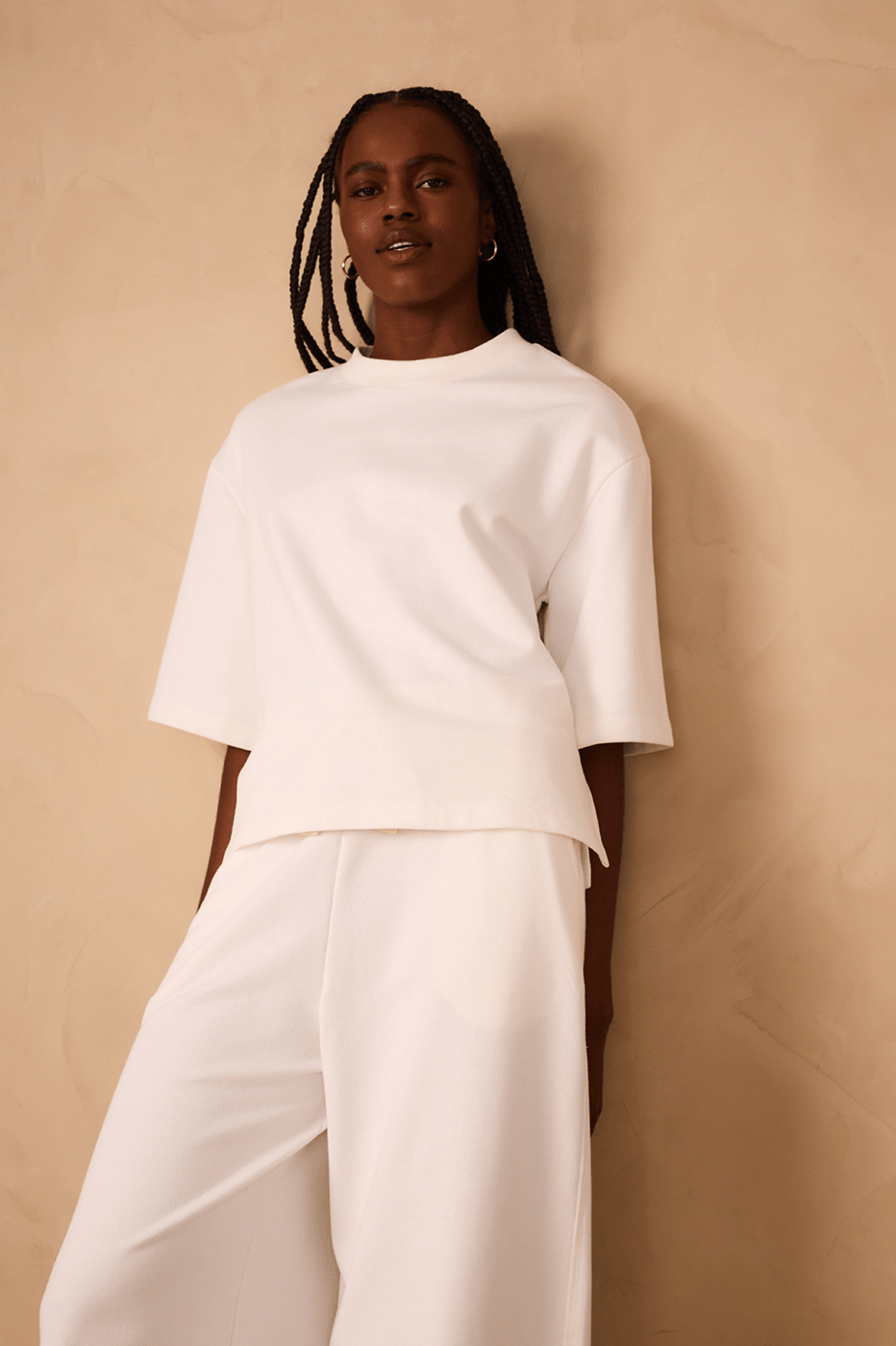 Off-White Embroidered Tree Crew Neck Short Sleeve Sweatshirt