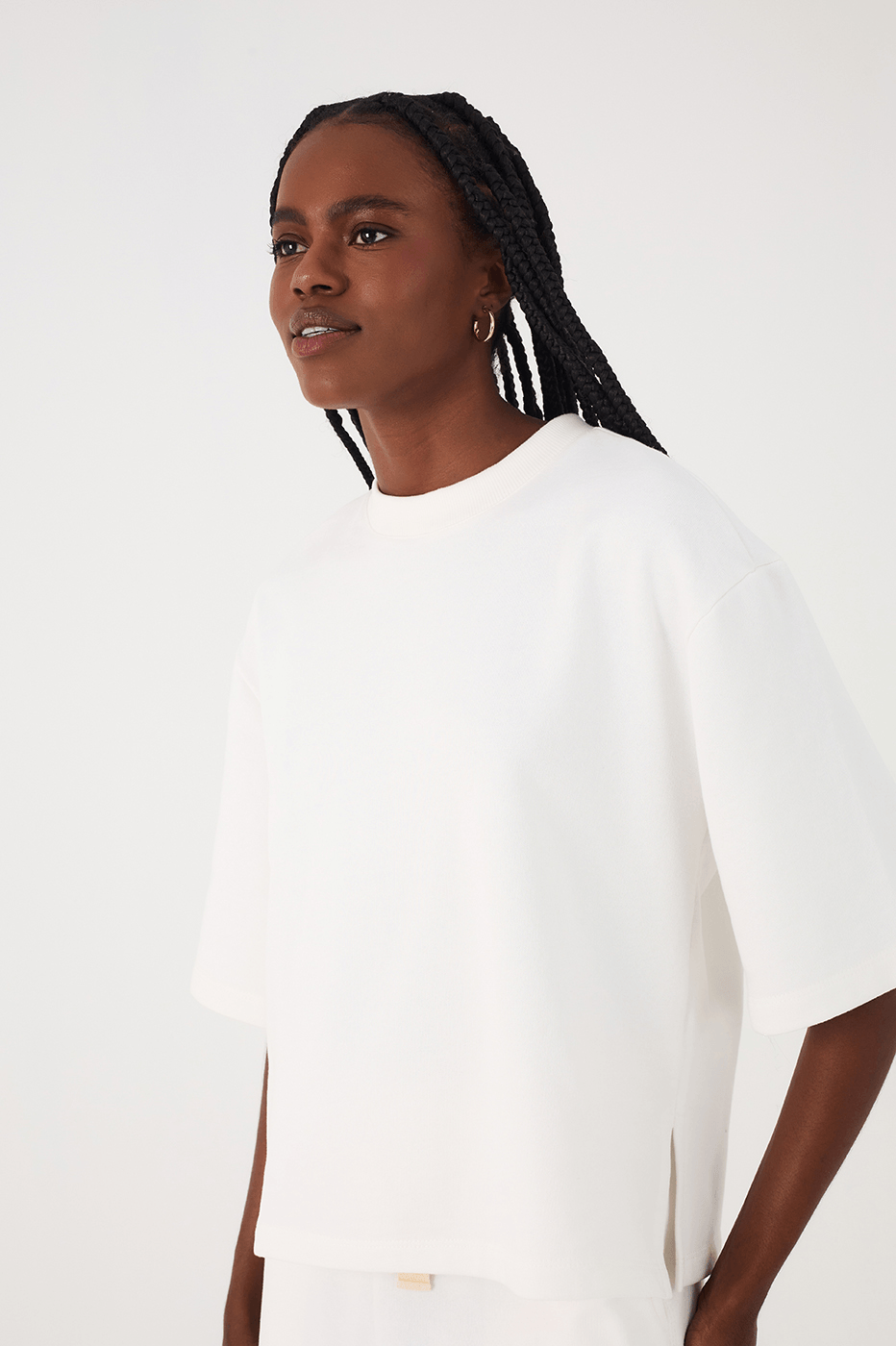 Off-White Embroidered Tree Crew Neck Short Sleeve Sweatshirt