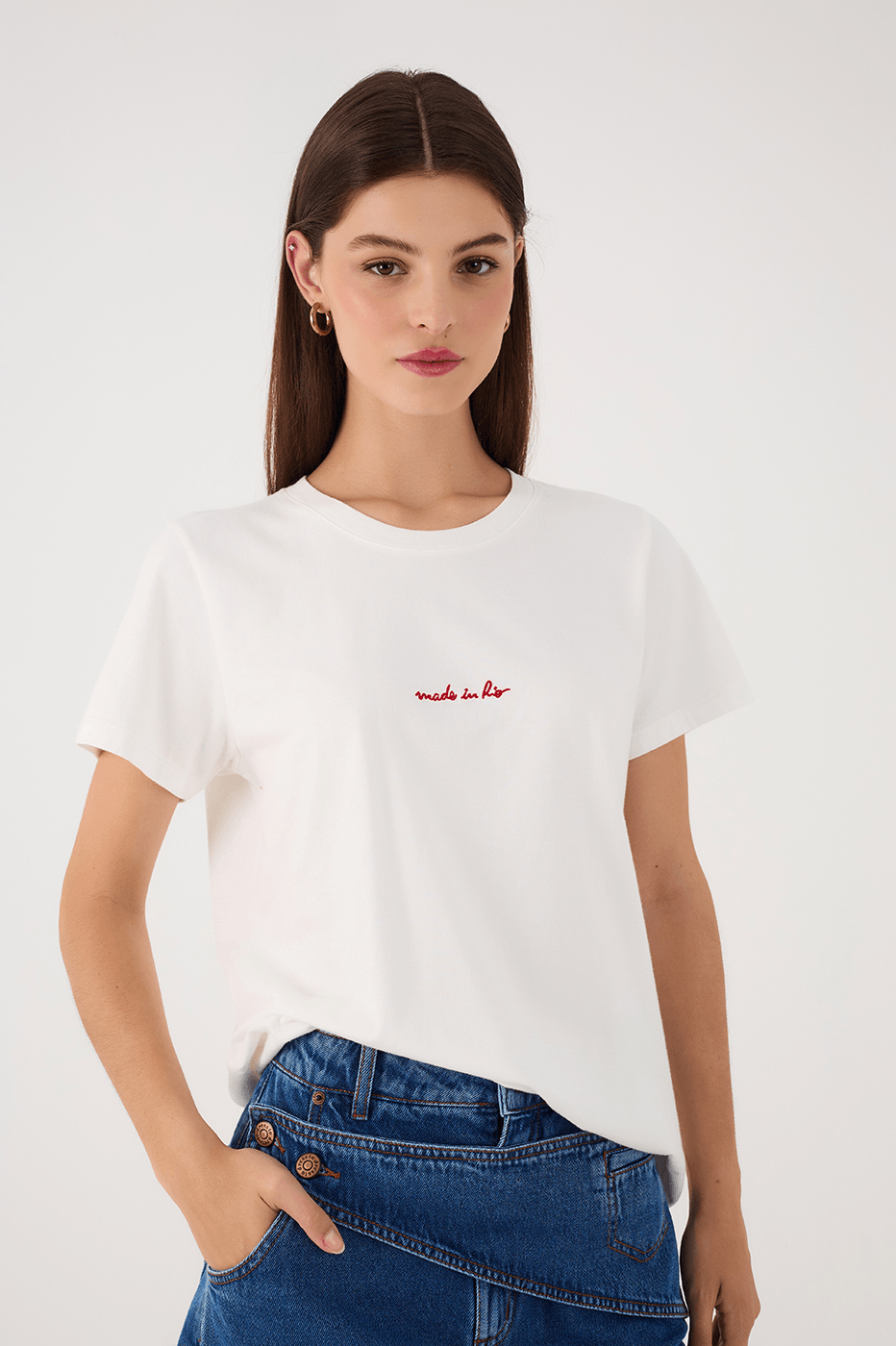 Off-White Made In Rio Embroidered Short Sleeve T-Shirt