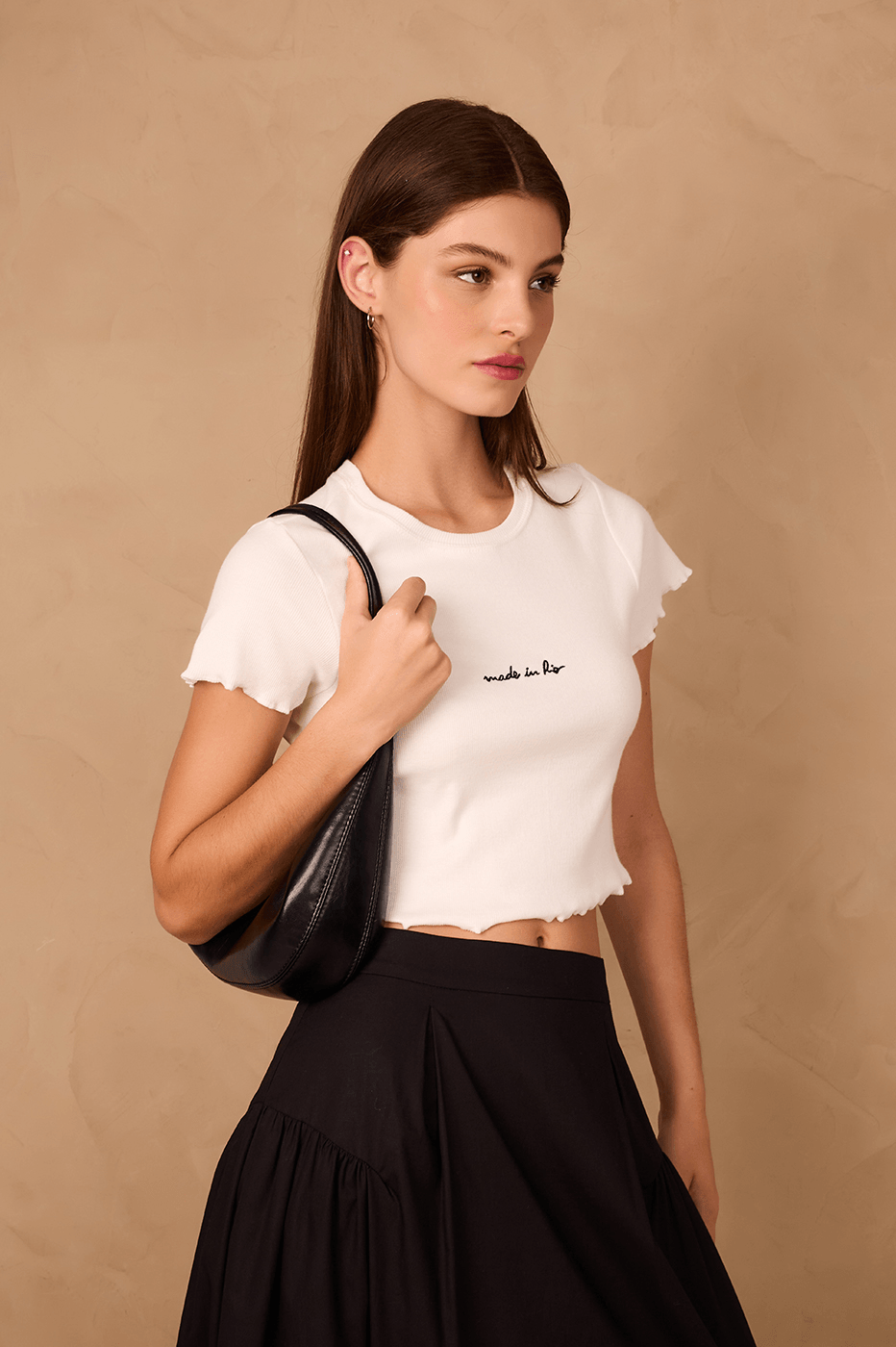 Off-White Made In Rio Embroidered Short Sleeve Crop Top