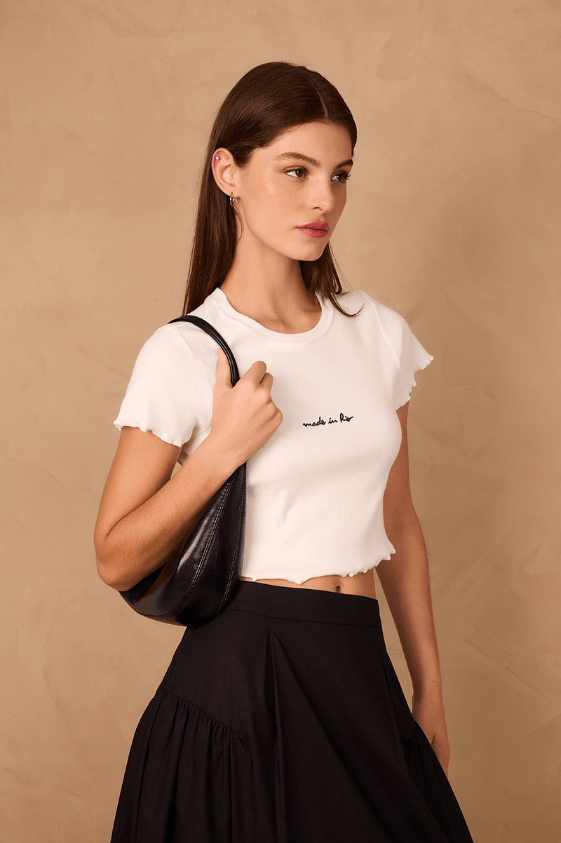 Off-White Made In Rio Embroidered Short Sleeve Crop Top_1