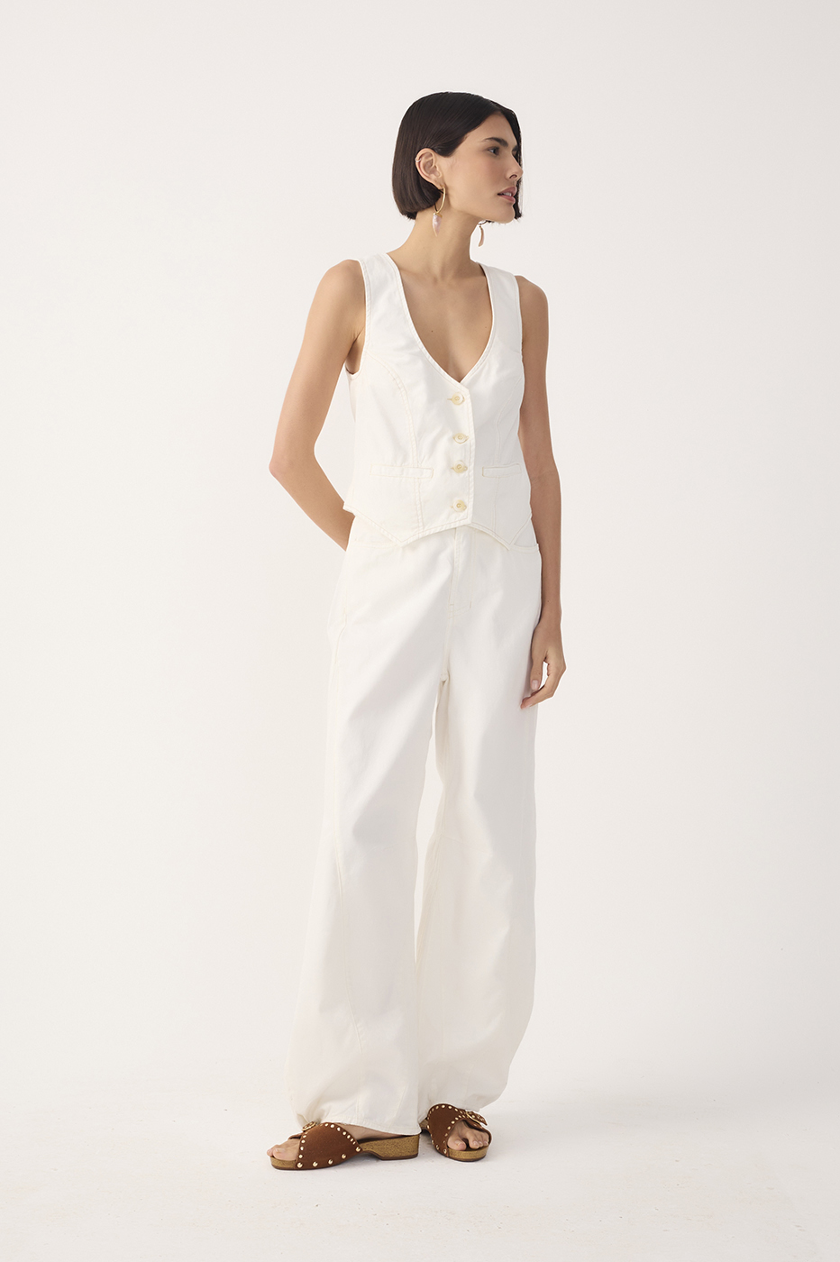 Twill Topstitched Panels Pants_2