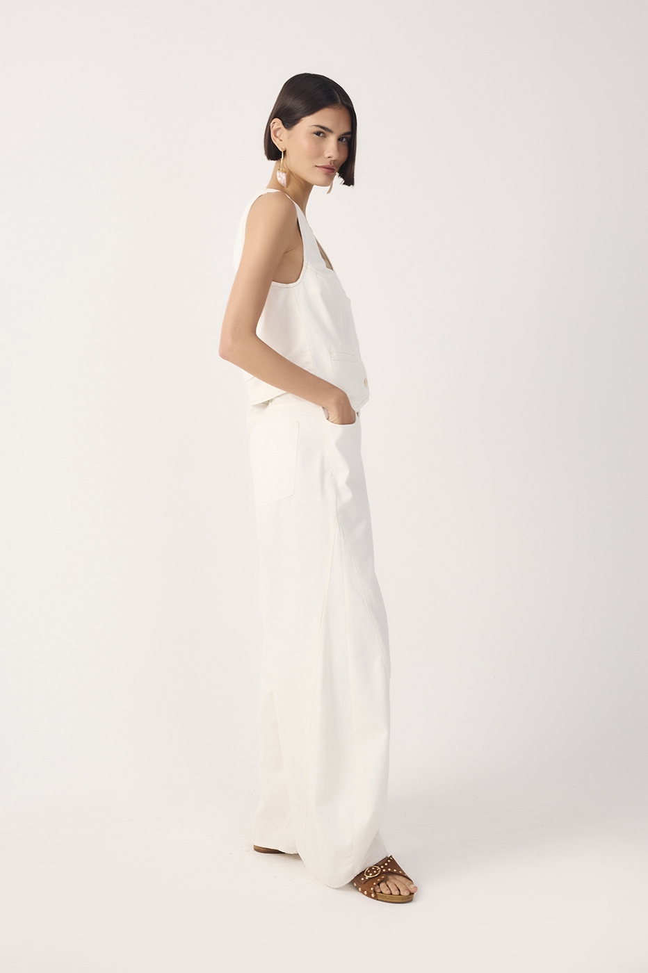 Twill Topstitched Panels Pants_3