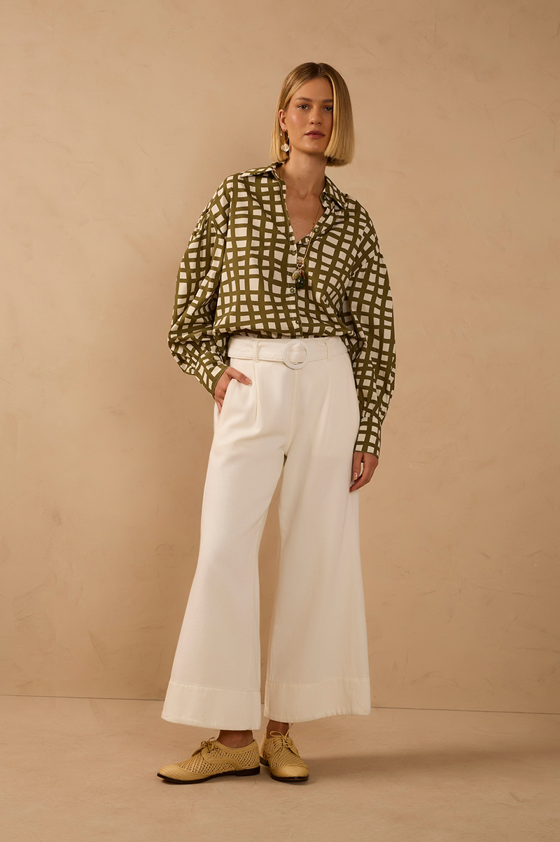 Off-White Belt Wide-Leg Twill Pants_1