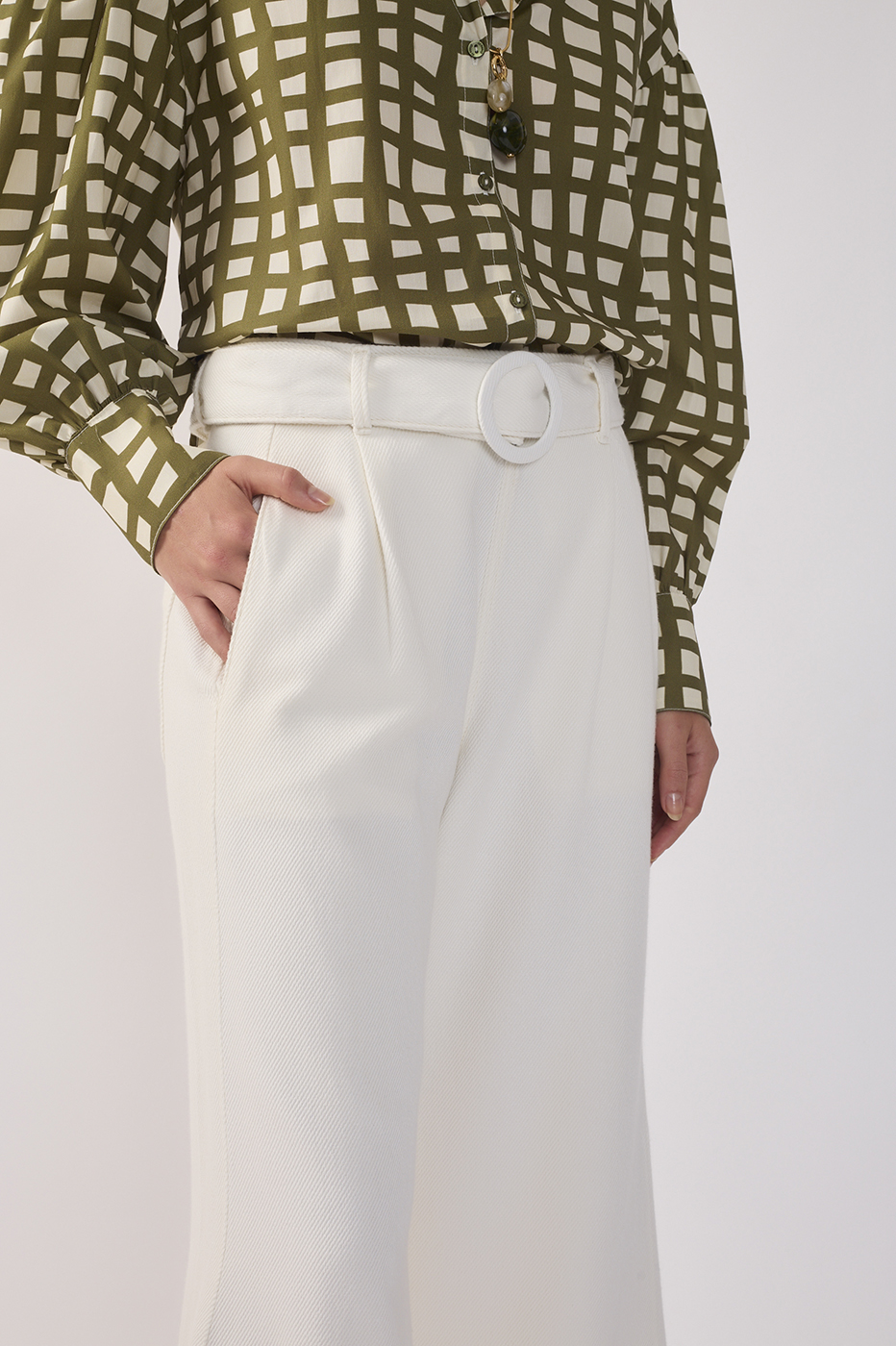 Off-White Belt Wide-Leg Twill Pants_4