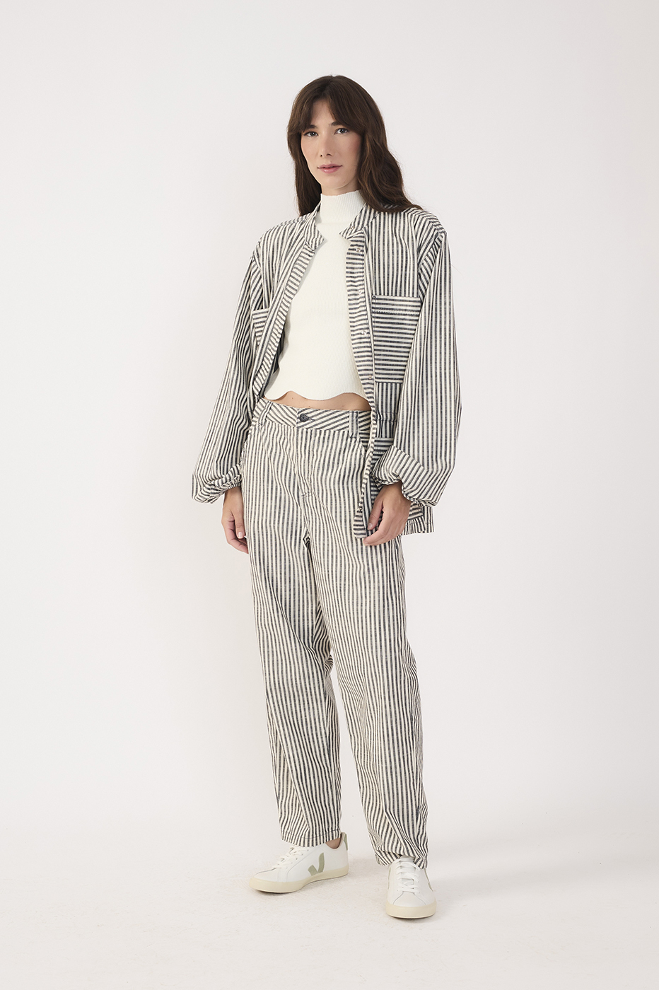 Black Stripe Linen Skirt Shorts_2
