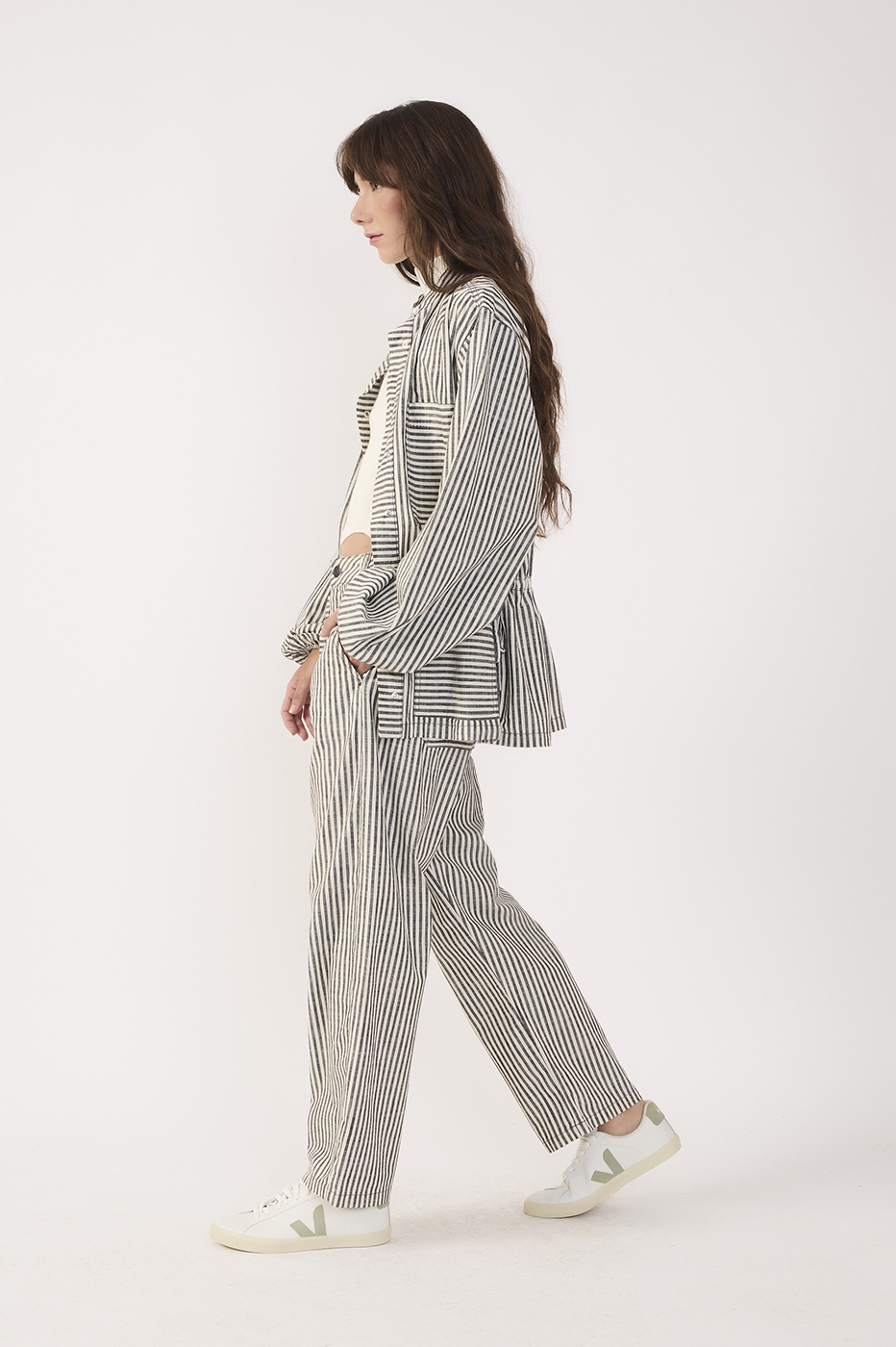 Black Stripe Linen Skirt Shorts_3