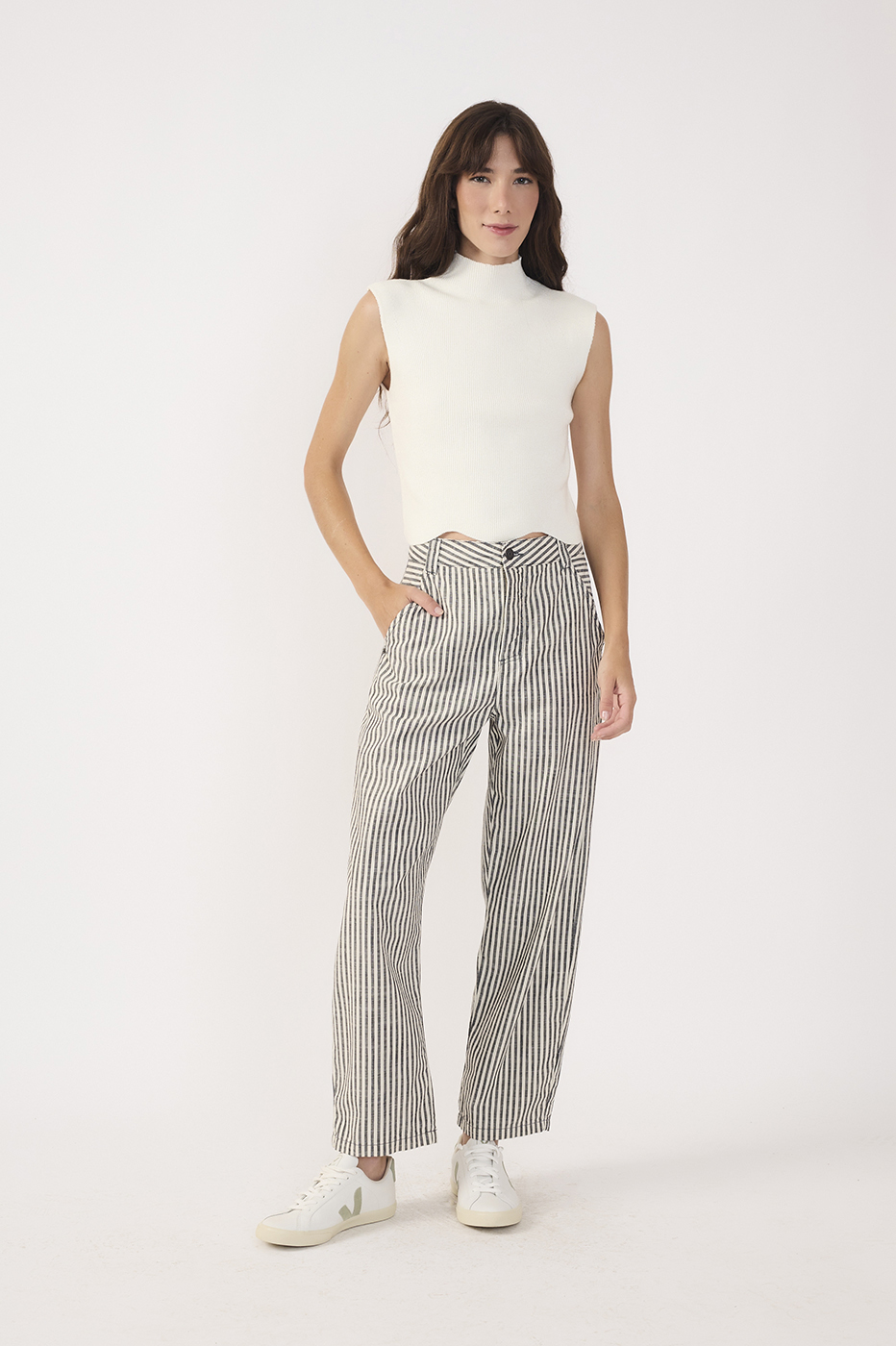Black Stripe Linen Skirt Shorts_4
