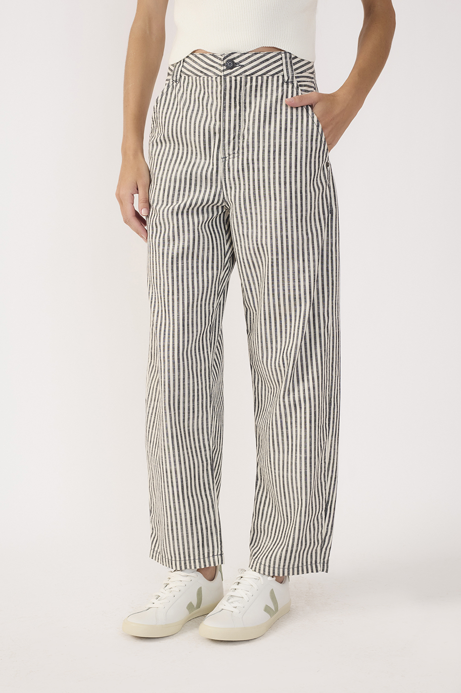 Black Stripe Linen Skirt Shorts_5