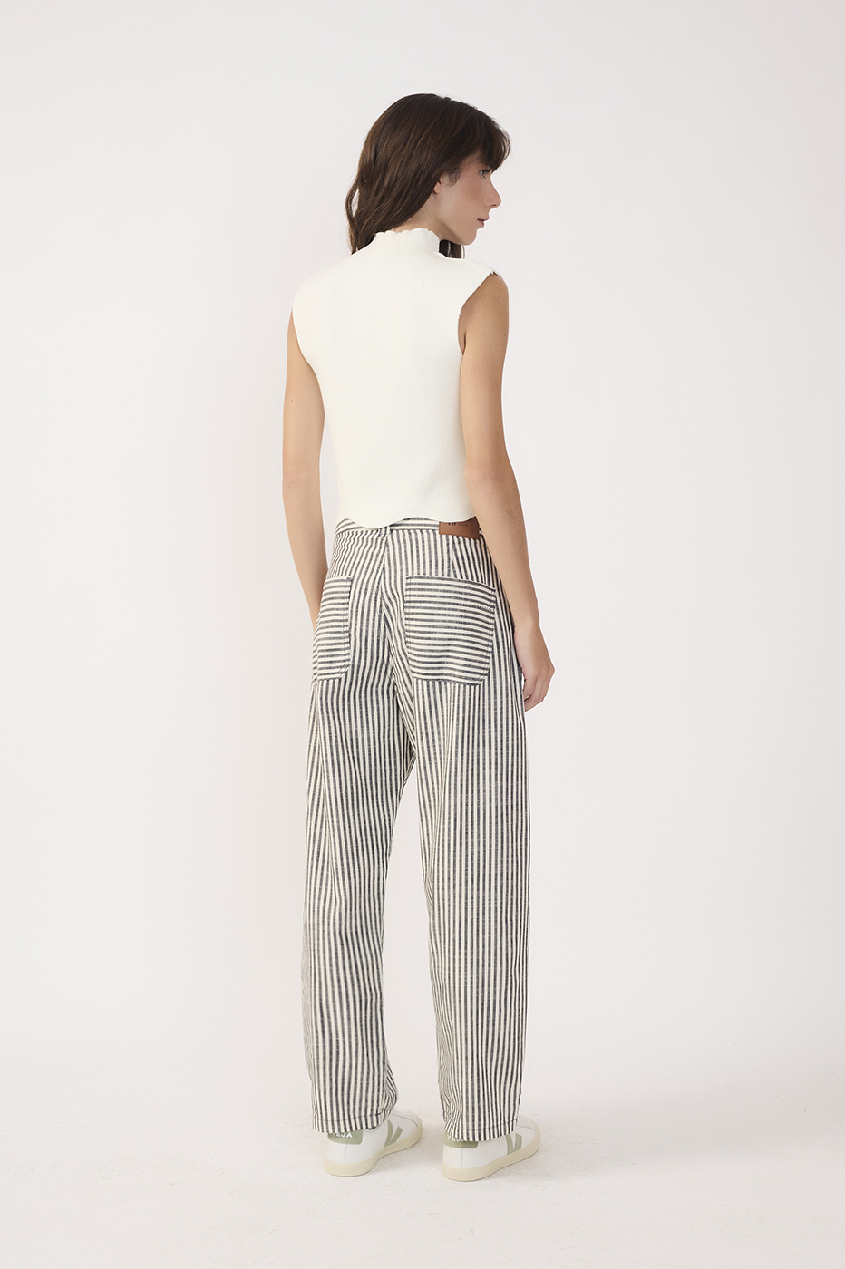 Black Stripe Linen Skirt Shorts_8