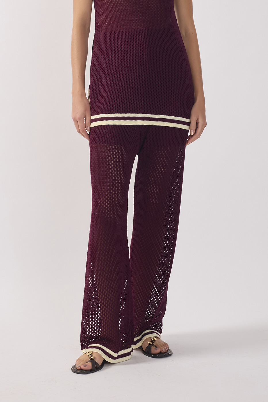 Wine Outono Elastic Waist Tricot Pants_3
