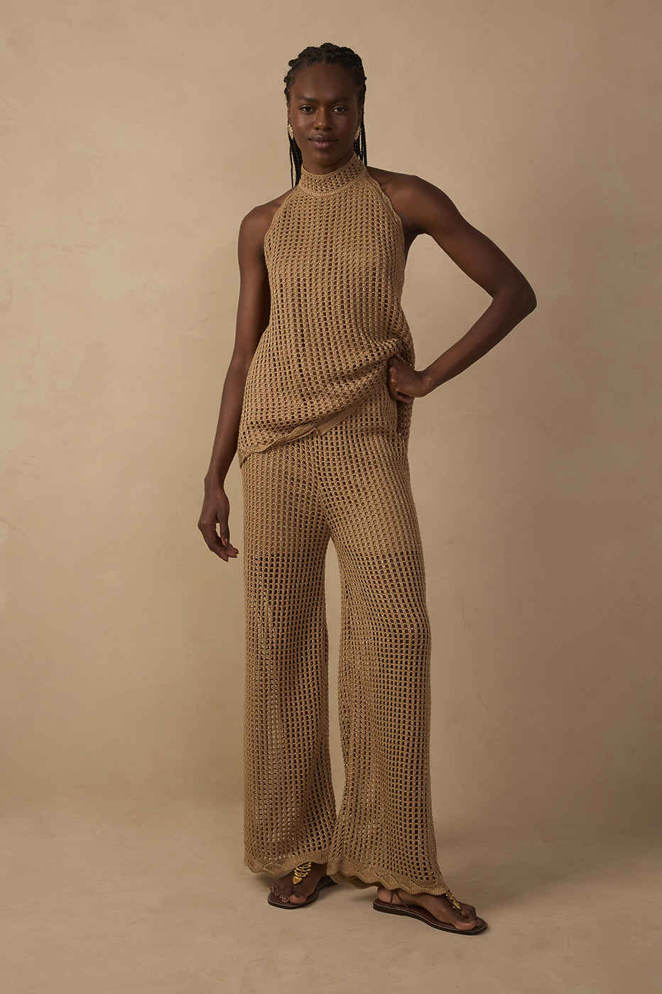 Lurex Mesh Knit Pants_1