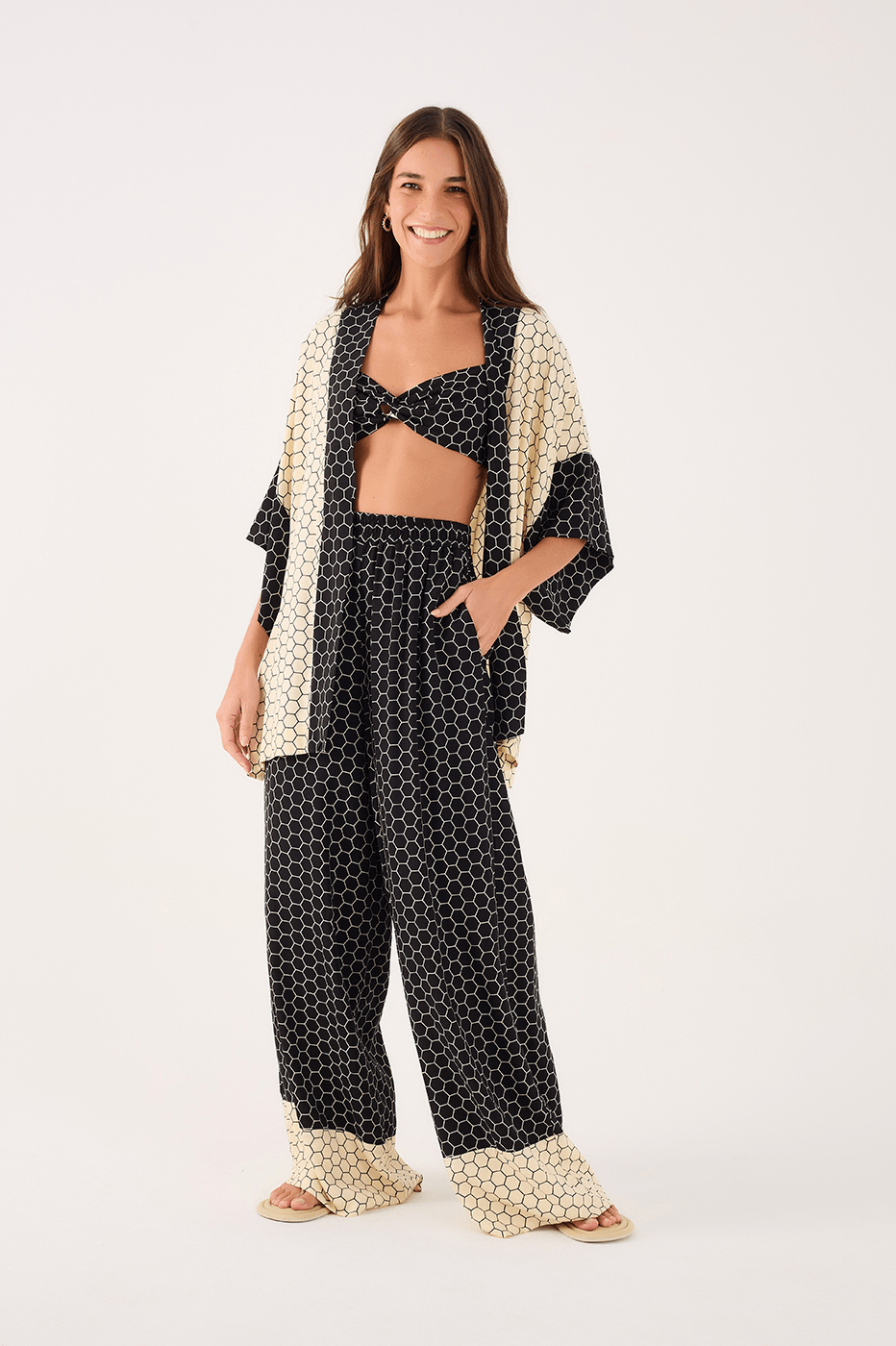 Wide Leg Pant In Honey Print_1
