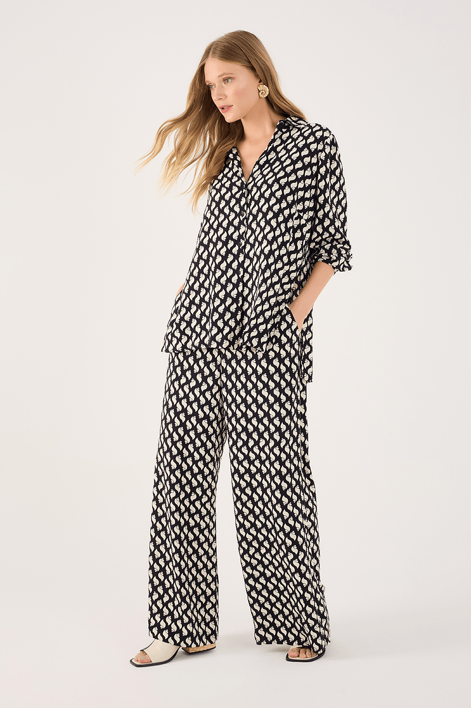 Crepe Pant In Coastal Print