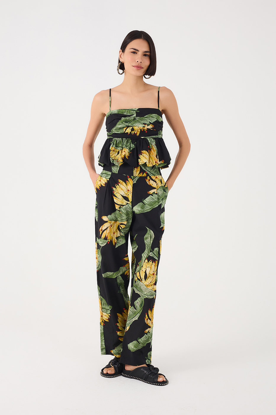 Black Paraiso Side Pockets Tricoline Pants