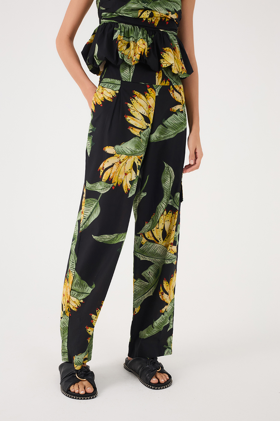 Black Paraiso Side Pockets Tricoline Pants