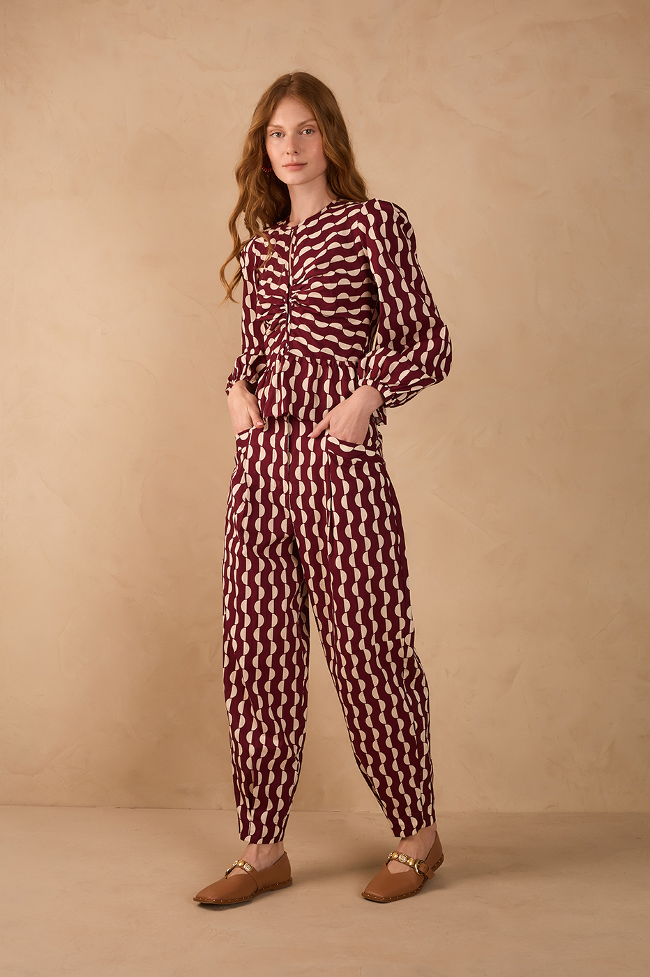 Marsala Copa Front Pockets Tricoline Pants