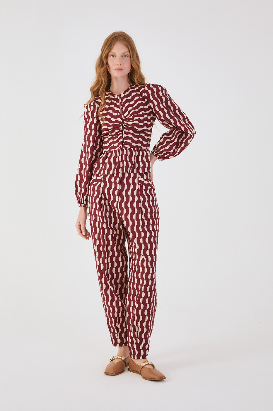 Marsala Copa Front Pockets Tricoline Pants